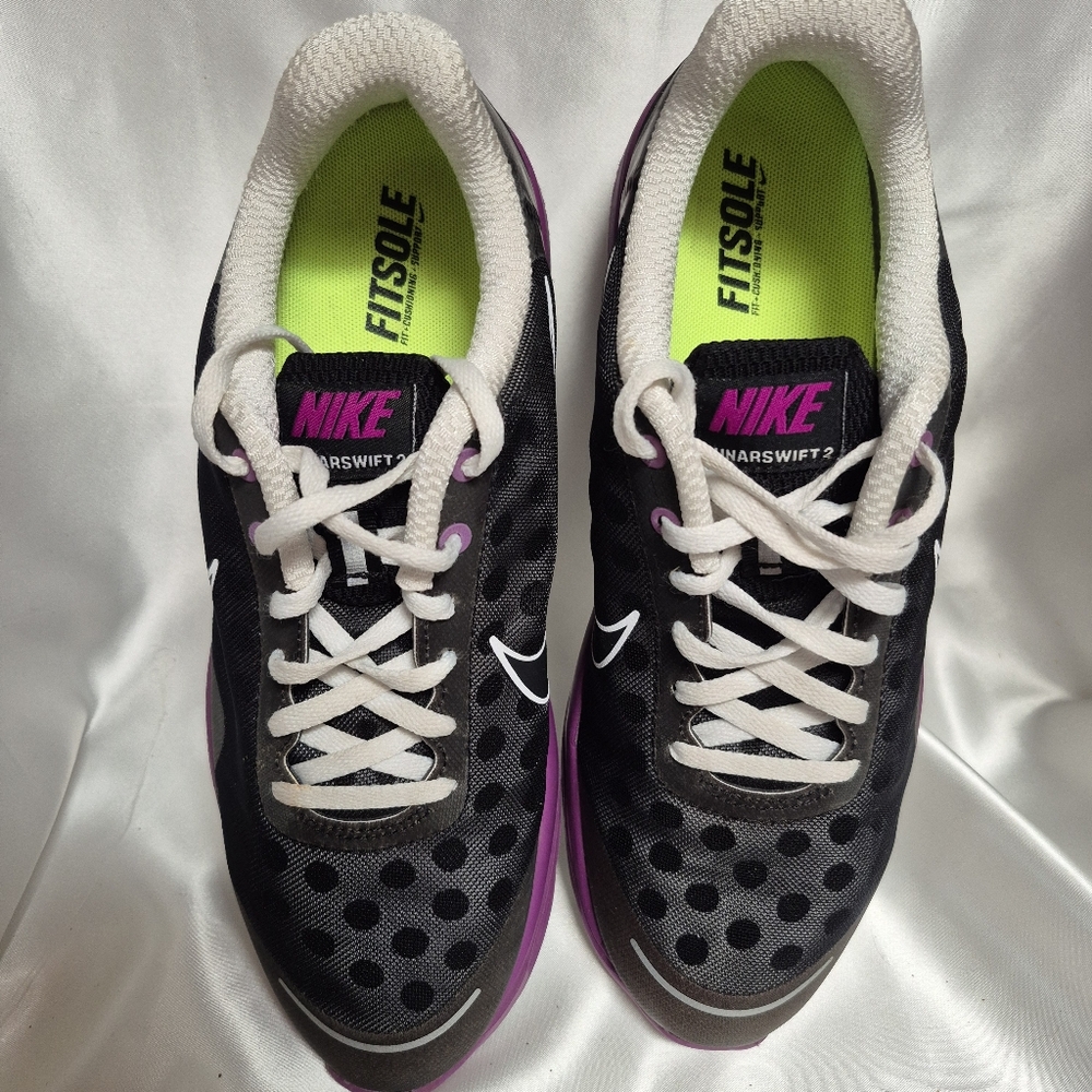 Nike Lunarswift 2 black and purple running shoes - Picture 2 of 5